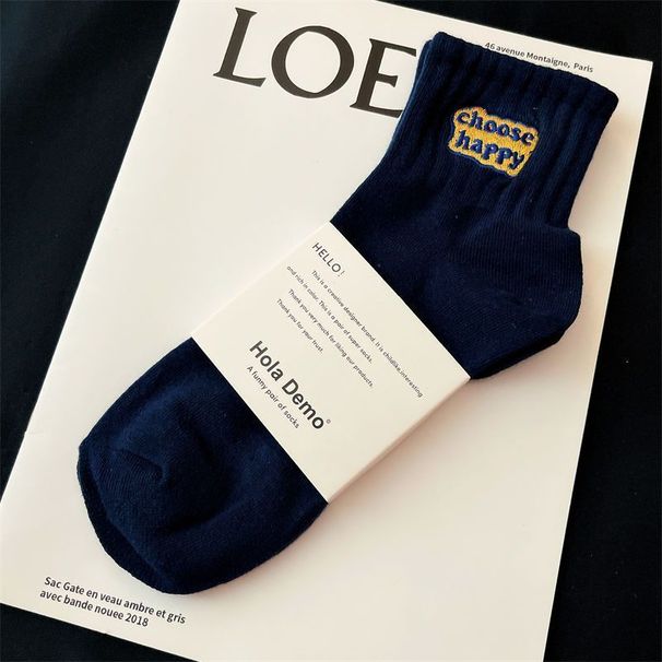 Unisex Cotton men's and women's embroidered socks mid-tube cotton socks wicking sweat breathable stockings Fashion sports socks mid-socks_maomaolike.com