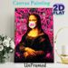 Mona Lisa Graffiti Style Painting Poster, Playful Bubble Gum-blowing Mona Lisa With Bold Pink Graffiti Splash Poster, Creative Artistic Decor Ideal_maomaolike.com