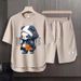 Men's Clothing 2024 Waffle Casual Summer Suit Men's Loose Teen Short sleeved T shirt Shorts Handsome Two piece Suit_maomaolike.com