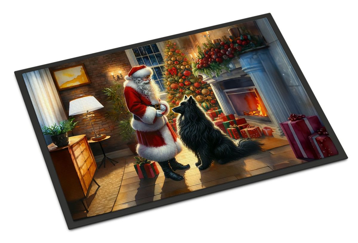 Belgian Sheepdog And Santa Claus Doormat Front Door Mat Indoor Outdoor Rugs For Entryway, Non Slip Washable Low Pile, 24H X 36W_maomaolike.com