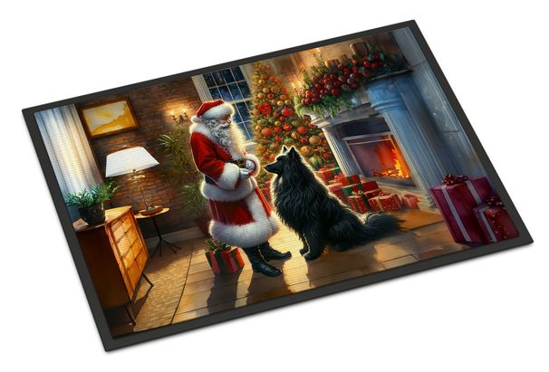 Belgian Sheepdog And Santa Claus Doormat Front Door Mat Indoor Outdoor Rugs For Entryway, Non Slip Washable Low Pile, 24H X 36W_maomaolike.com