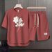 Men's Clothing 2024 Waffle Casual Summer Suit Men's Loose Teen Short sleeved T shirt Shorts Handsome Two piece Suit_maomaolike.com