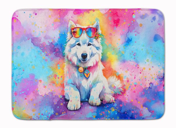 Samoyed Hippie Dawg Memory Foam Kitchen Mat Machine Washable Anti-Fatigue Mat Cushion Comfort Bath Mat Or Kitchen Rug_maomaolike.com