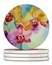 Orchids In Watercolor Large Sandstone Coasters Pack Of 4 Absorbent Round Coasters Decor Gifts For Men Or Women, 4 In, Multicolor_maomaolike.com