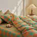 Nordic Style Four-piece Set Of All-cotton Plaid Duvet Cover, Yarn-dyed Washed Double Bed Fitted Sheet, Simple Pure_maomaolike.com
