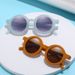 Korean version Instagram cream style children's round frame cool trendy frosted sunglasses baby UV resistant glasses_maomaolike.com