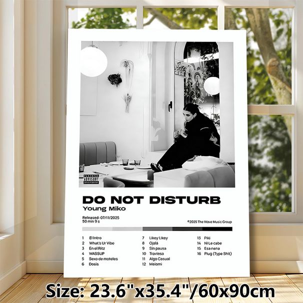 Young Miko "Do Not Disturb" Album Painting Poster, Monochrome Minimalist Dining Scene Poster, Stylish Music-themed Decor Ideal For Bedroom, Living_maomaolike.com