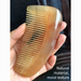 Natural Yellow Ox White Yak Horn Thickened Portable Special Women's Dense Teeth Massage Comb Engraved Long Hair_maomaolike.com