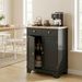 Kitchen Storage Cabinet, Sideboard Floor Cupboard With Solid Wood Top, Adjustable Shelf, And 2 Drawers, Black_maomaolike.com