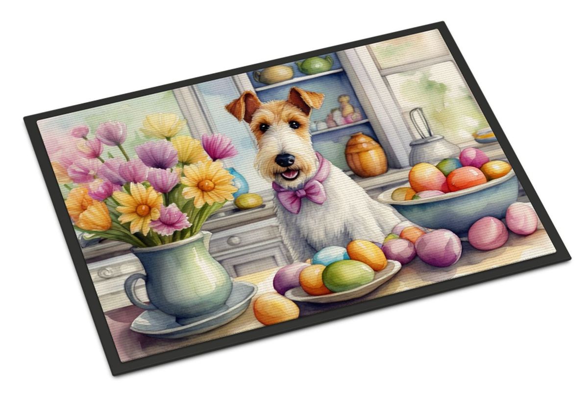 Decorating Easter Fox Terrier Doormat Front Door Mat Indoor Outdoor Rugs For Entryway, Non Slip Washable Low Pile, 24H X 36W_maomaolike.com