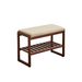 (Walnut Color) Solid Wood Shoe Bench, Beech Wood Storage Rack Organizer With High Rebound Sponge Cushion_maomaolike.com