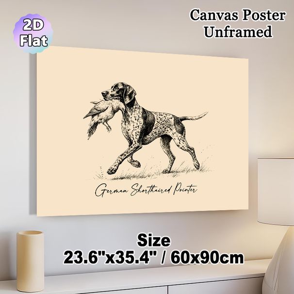 German Shorthaired Pointer Hunting Painting Poster, Vintage Ink-drawn Monochrome Scene Poster, Timeless Hunting Dog Artwork, Ideal For Living Room And_maomaolike.com