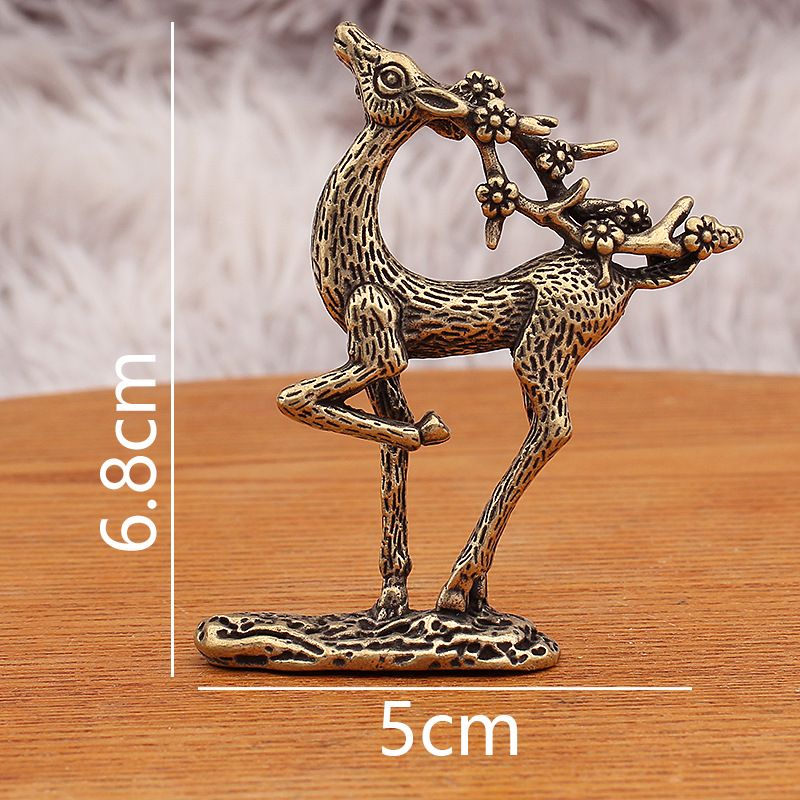 Brass Plum Blossom Deer Office Home Desktop Decoration Ornament Christmas Wedding Gift Auspicious Antique Solid Copperware_maomaolike.com