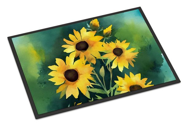 Kentucky Goldenrod In Watercolor Doormat Front Door Mat Indoor Outdoor Rugs For Entryway, Non Slip Washable Low Pile, 24H X 36W_maomaolike.com