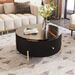 Modern Round Coffee Table With 2 Large Drawers Storage Accent Table(31.5'')_maomaolike.com
