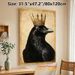 Crown Raven Painting Poster, Vintage-style Detailed Black Raven With Ornate Golden Crown Poster, Elegant Dark-toned Decor Ideal For Living Room, Study_maomaolike.com