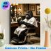 Gorilla At Barber Shop Painting Poster, Vintage-style Whimsical Gorilla In Barber Cape Holding Mirror Poster, Playful Decorative Accent For_maomaolike.com