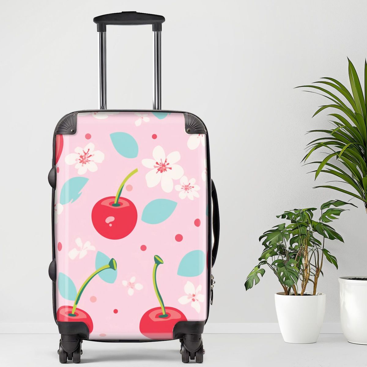 Cherries Luggage, 20/24/28 Inch Luggage, Carry-On, Custom Luggage, Luggage Set, Suitcase, Travel, Vacation, Cabin Suitcase, Custom Suitcase, Personalized Luggage_maomaolike.com