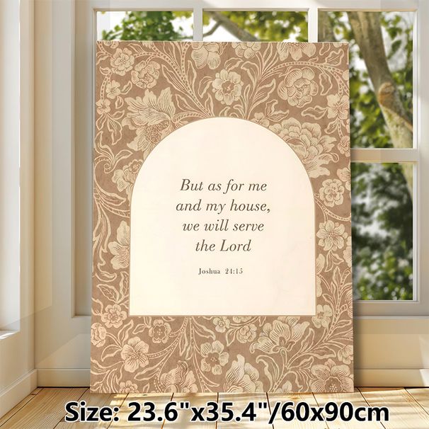 Bible Verse Joshua 24:15 Painting Poster, Vintage Floral Border Poster, Inspirational Religious Scripture Quote Ideal For Living Room, Bedroom And_maomaolike.com