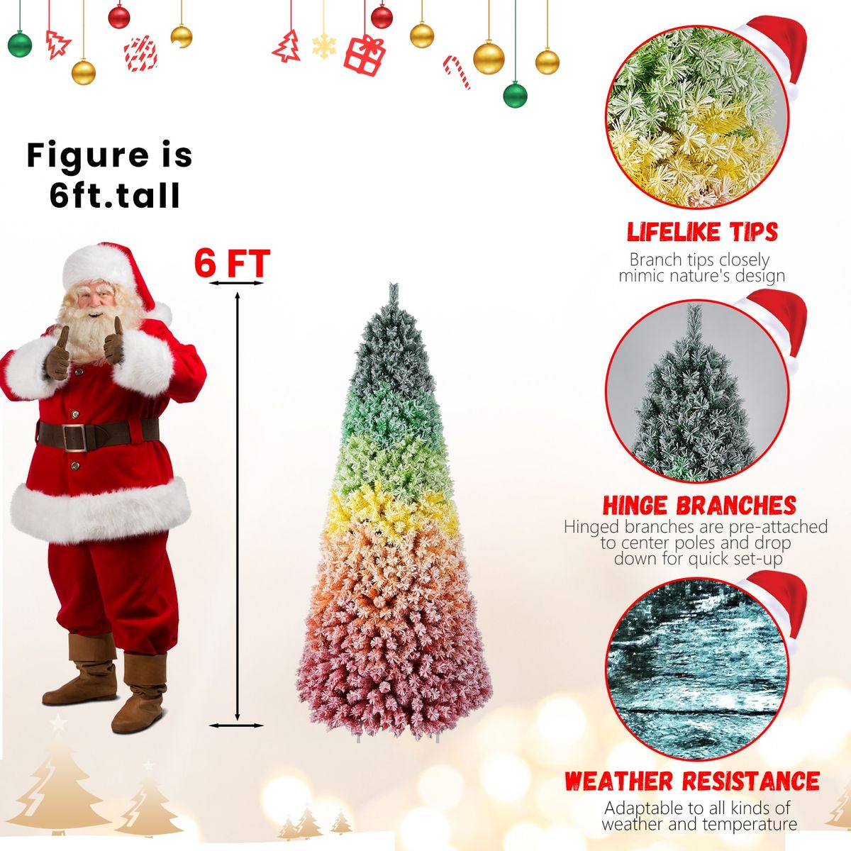 6ft PVC Rainbow Flocking TreenX_maomaolike.com