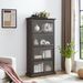 Glass Display Cabinet 4 Tier Glass Display Cabinet Storage Curio Cabinet With Flip Up Glass Doors, Collectors Showcase Toy Figure Organizers Rack, Bookcase For Living Room BRO_maomaolike.com