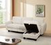 Beige White Corduroy Fabric Sofa With OTTOMAN_maomaolike.com