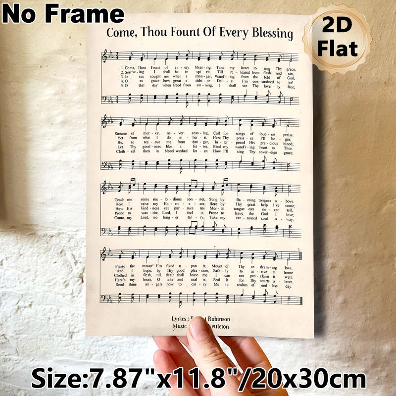 "Come, Thou Fount Of Every Blessing" Hymn Sheet Music Painting Poster, Vintage Printed Religious Sheet Music Poster, Timeless Spiritual Decor Ideal_maomaolike.com