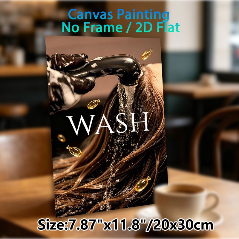 Hair Wash Themed Painting Poster, Luxury Realistic Hair Care Scene Poster, Stylish Design To Create A Soothing Atmosphere, Ideal For Hair Salon And_maomaolike.com