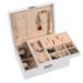 In Stock Double Layer Large Capacity Earrings Necklace Ring Storage PU Jewelry Box Japanese Simple Style_maomaolike.com