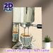 Coffee Brewing Painting Poster, Warm-toned Textured Oil Painting Poster, Showcases Coffee Pouring Into Striped Cup, Cozy Decor Ideal For Kitchen And_maomaolike.com