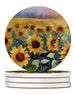 Sunflowers In Watercolor Large Sandstone Coasters Pack Of 4 Absorbent Round Coasters Decor Gifts For Men Or Women, 4 In, Multicolor_maomaolike.com