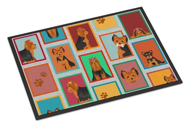 Lots Of Black And Tan Yorkie Doormat Front Door Mat Indoor Outdoor Rugs For Entryway, Non Slip Washable Low Pile, 24H X 36W_maomaolike.com