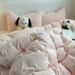 Wholesale INS Blogger Style Camellia Four-Piece Autumn Winter Thickened Double-Sided Milk Velvet Warm Coral Fleece 4-Piece Set_maomaolike.com