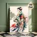 Japanese Geisha Painting Poster, Soft Watercolor Elegant Floral Kimono Geisha Poster, Delicate Artistic Piece Ideal For Living Room, Bedroom And_maomaolike.com