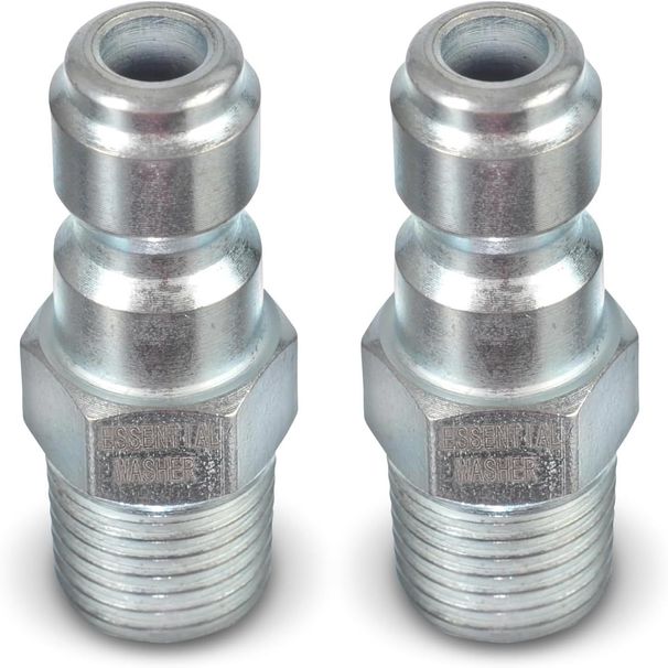 ESSENTIAL WASHER Plated Steel 1/4" Male Quick Connect Fittings Pressure Washer - Pressure Washer Plugs, 4200 PSI, 2 Pack_maomaolike.com