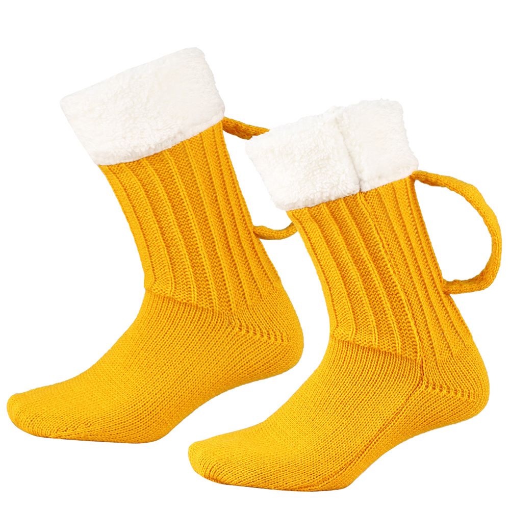 Unisex Mid-tube wool socks 3D creative beer socks Knitted foot covers Christmas socks floor socks warm beer socks_maomaolike.com