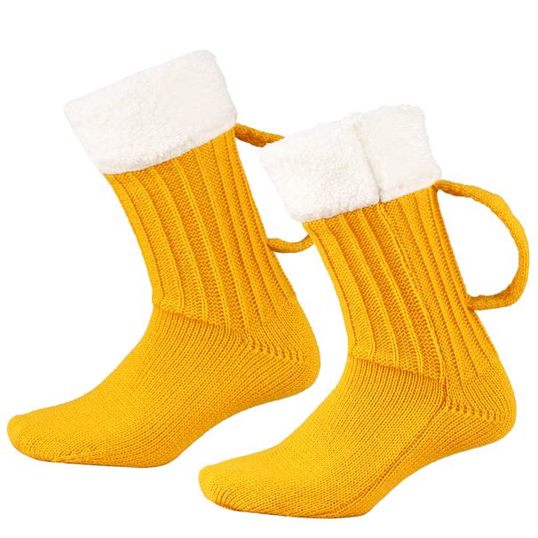 Unisex Mid-tube wool socks 3D creative beer socks Knitted foot covers Christmas socks floor socks warm beer socks_maomaolike.com