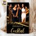 Glamorous "Inhale A Cocktail" Female Gathering Painting Poster, Elegant Golden & Black Glam Scene Poster, Stylish Lively Design Ideal For Bar, Living_maomaolike.com