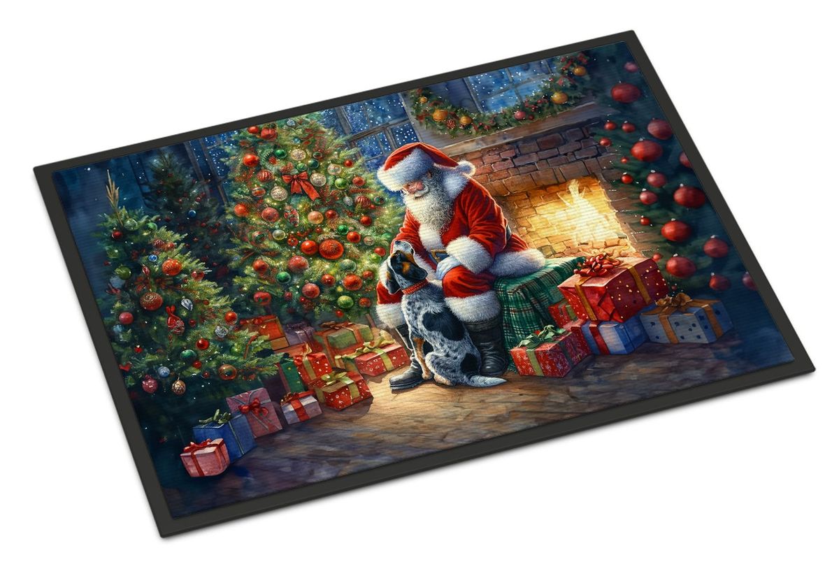 Bluetick Hound And Santa Claus Doormat Front Door Mat Indoor Outdoor Rugs For Entryway, Non Slip Washable Low Pile, 24H X 36W_maomaolike.com