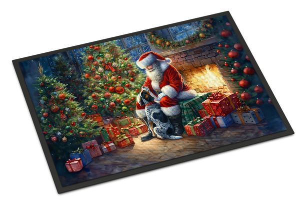 Bluetick Hound And Santa Claus Doormat Front Door Mat Indoor Outdoor Rugs For Entryway, Non Slip Washable Low Pile, 24H X 36W_maomaolike.com