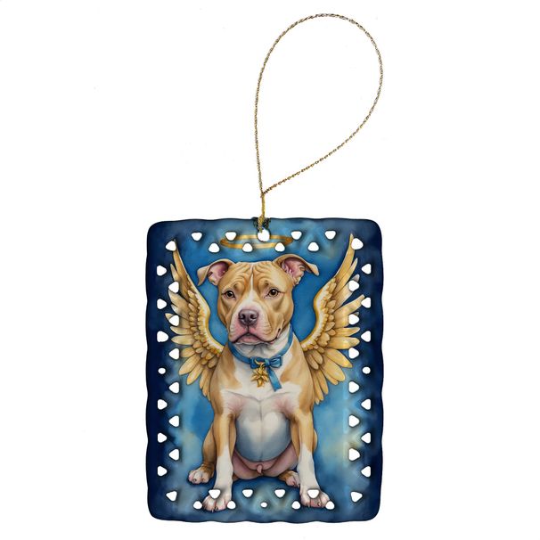 Pit Bull Terrier My Angel Porcelain Ornament Christmas Tree Hanging Decorations For Home Christmas Holiday, Rectangle, Gift, Multicolor_maomaolike.com