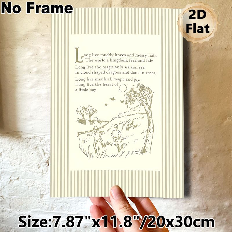 Whimsical Outdoor Play Verse Painting Poster, Earthy Sketch-style Countryside Scene Poster, Warm Nostalgic Verse Decor, Ideal For Bedroom And Living_maomaolike.com
