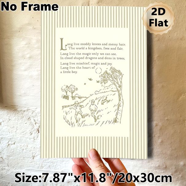 Whimsical Outdoor Play Verse Painting Poster, Earthy Sketch-style Countryside Scene Poster, Warm Nostalgic Verse Decor, Ideal For Bedroom And Living_maomaolike.com