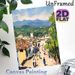 Hillside Mountain Village Painting Poster, Impressionist Style Bustling Town With Rolling Hills Poster, Warm Nostalgic Ambiance Suitable For Living_maomaolike.com