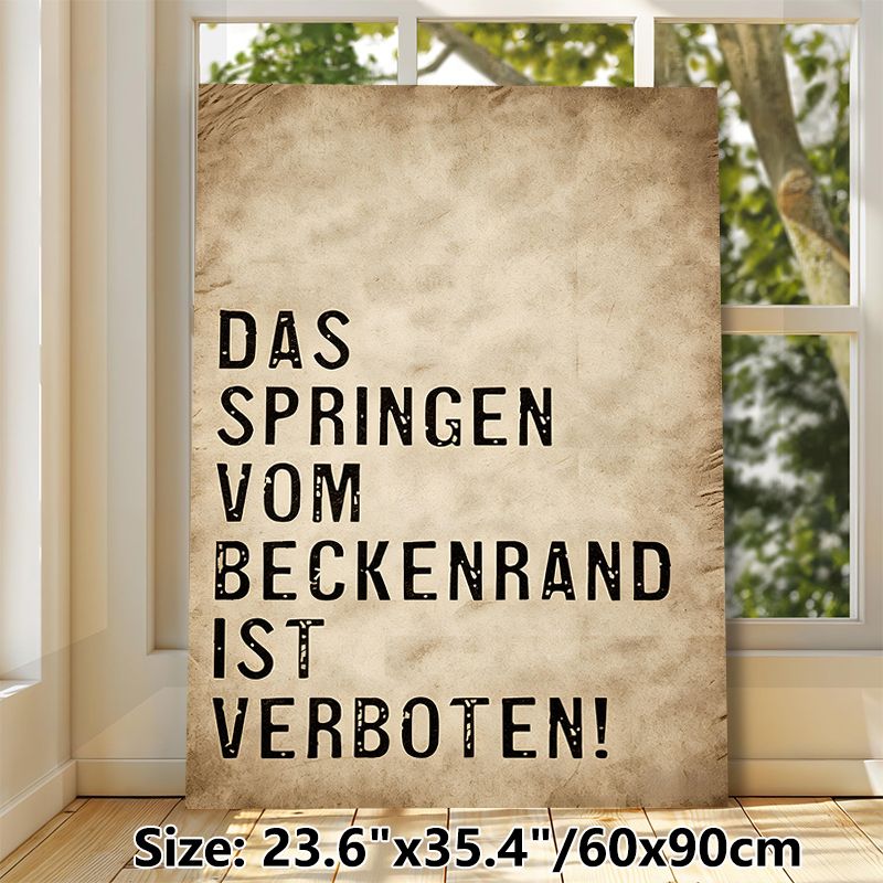 German Pool Safety Rule Painting Poster, Vintage Textured Distressed Typographic Poster, Clear Pool Safety Reminder, Ideal For Pool Area And Home Wall_maomaolike.com