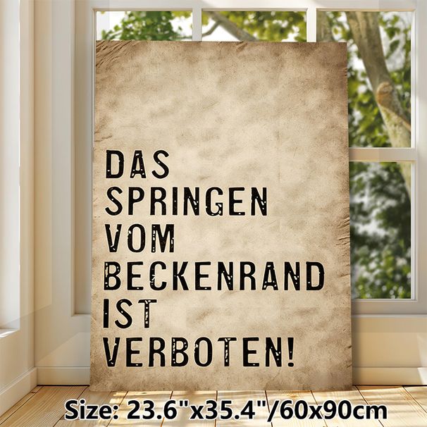 German Pool Safety Rule Painting Poster, Vintage Textured Distressed Typographic Poster, Clear Pool Safety Reminder, Ideal For Pool Area And Home Wall_maomaolike.com