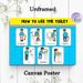 Toilet Usage Guide Painting Poster, Bright Cartoon Step-by-Step Instruction Poster, Clear Visual Guide For Proper Toilet Habits, Ideal For Bathroom_maomaolike.com