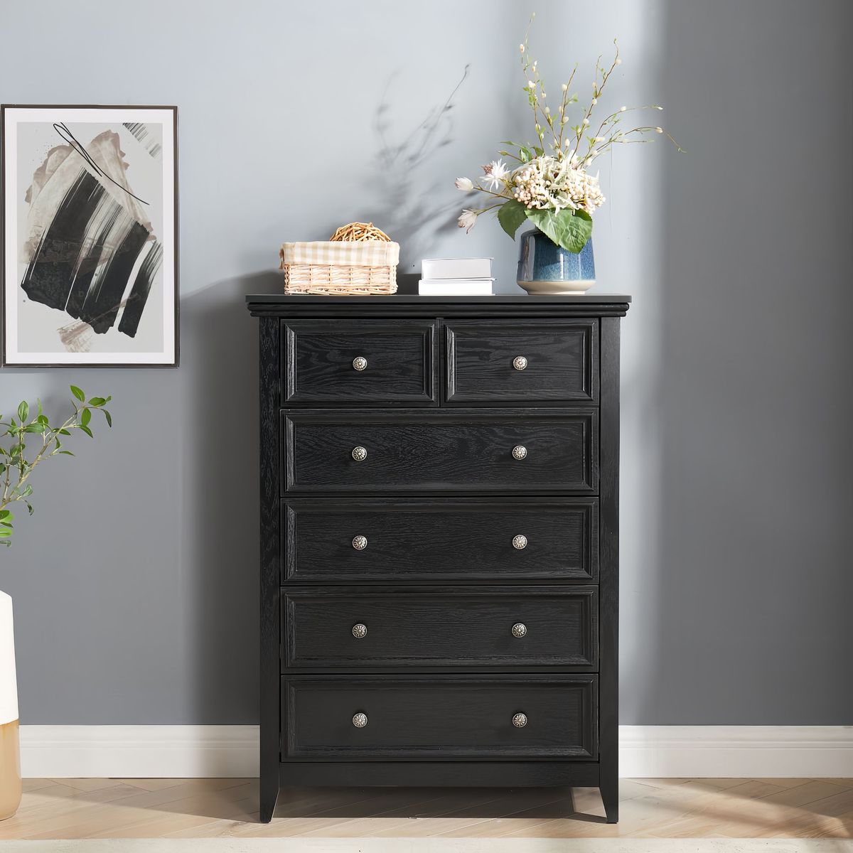 Modern 6 Drawers Dresser 6 Drawers Cabinet,Chest Of Drawers Closet Organizers And Storage Clothes Storage Drawers Cabinet For Living Room, Farmhouse Dresser Organizer White_maomaolike.com
