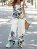 Women's Clothing round neck casual printed vest wide leg pants suit_maomaolike.com