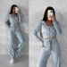 Women's Clothing Suit Solid Color Long Sleeve Zipper Hoodie Lace up Pants Two piece Set_maomaolike.com